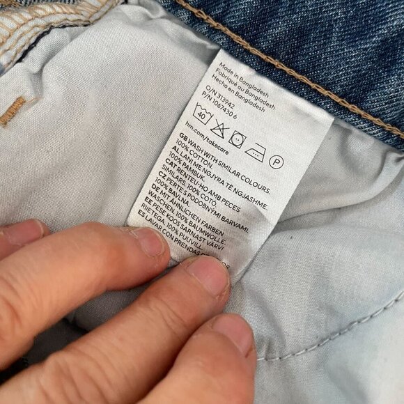 &Denim Raw Hem Ultra High Waist Wide Leg Jeans Womens Size 4 Blue Casual College - Picture 10 of 12